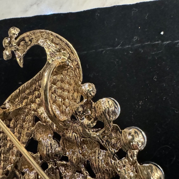 Blue/green large crystal peacock brooch or pendant Cara NY - Picture 3 of 4